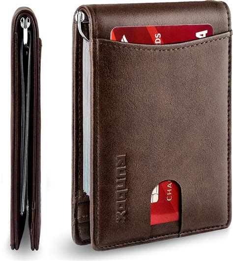 men's rfid protected wallet with coin pocket|genuine leather front pocket wallet.